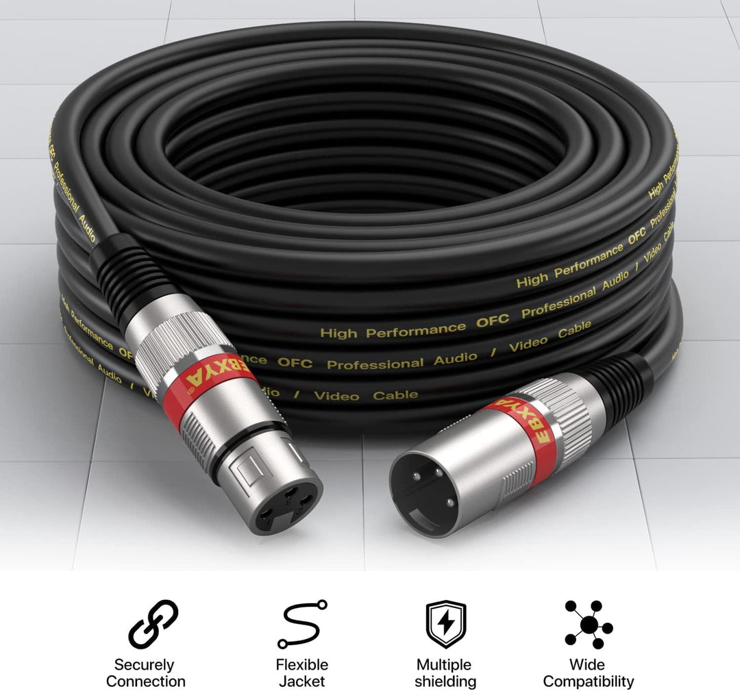 EBXYA Mikrofonkabel 2er-Pack 5m XLR männlich auf weiblich balanced mit blauen & roten Farbringen abg