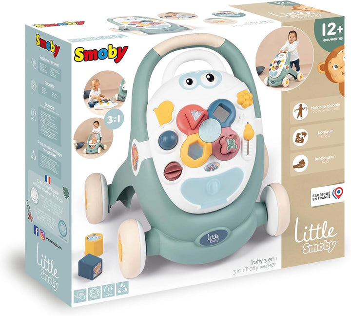 Smoby Toys - Little Smoby Lauflernwagen ab 1 Jahr - 3-in-1-Lauflernhilfe mit Laufwagen, Activity-Boa