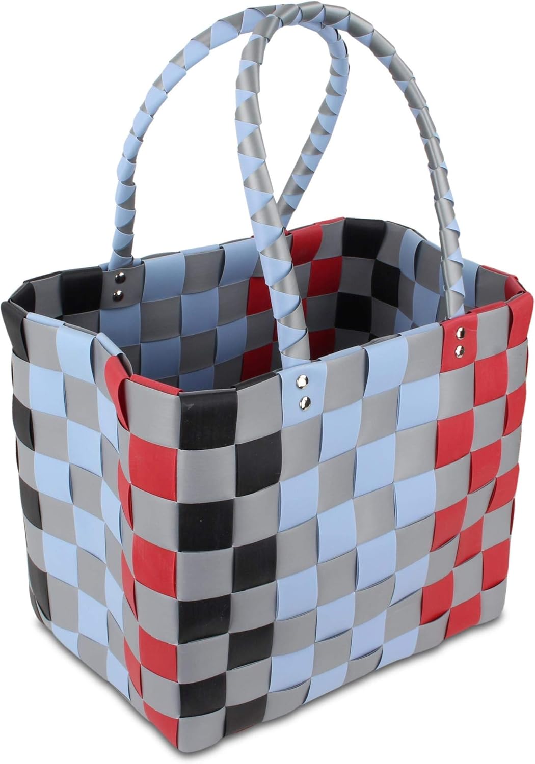 Einkaufskorb Shopper geflochten aus Kunststoff - robuster Strandkorb aus wasserabweisendem Material