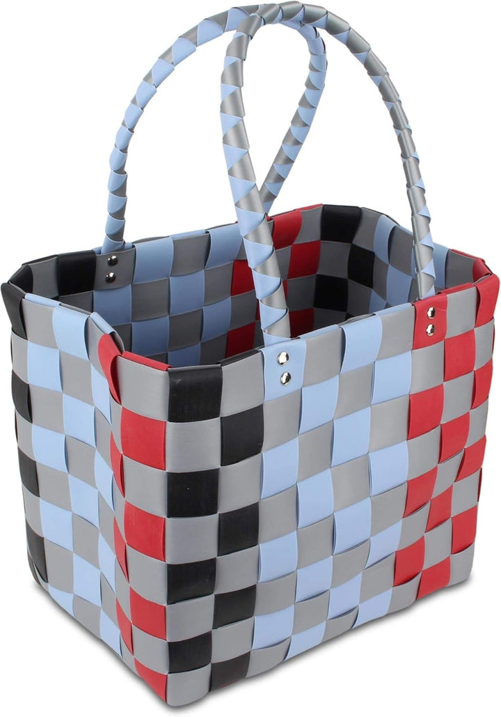 Einkaufskorb Shopper geflochten aus Kunststoff - robuster Strandkorb aus wasserabweisendem Material