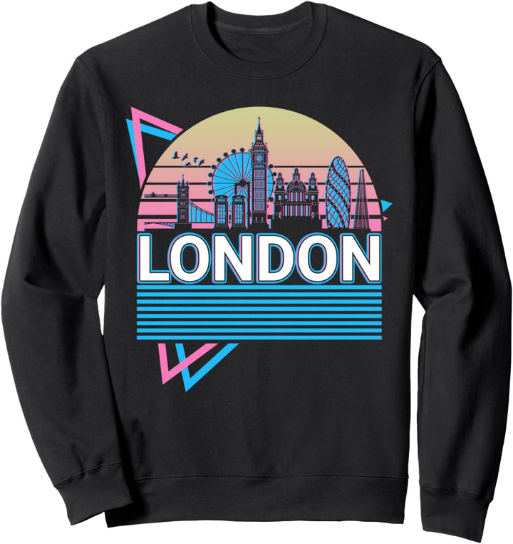 London City Skyline Stadtbild Retro Sweatshirt