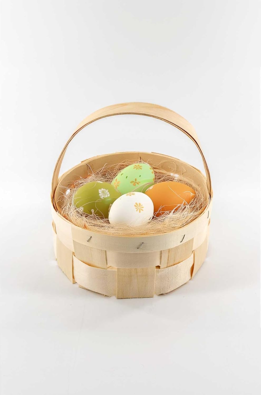 4er Set - Spankorb mit Henkel - rund, Erntekorb, Obstkorb, Geschenkkorb, Dekokorb, gross, 22cm Durch