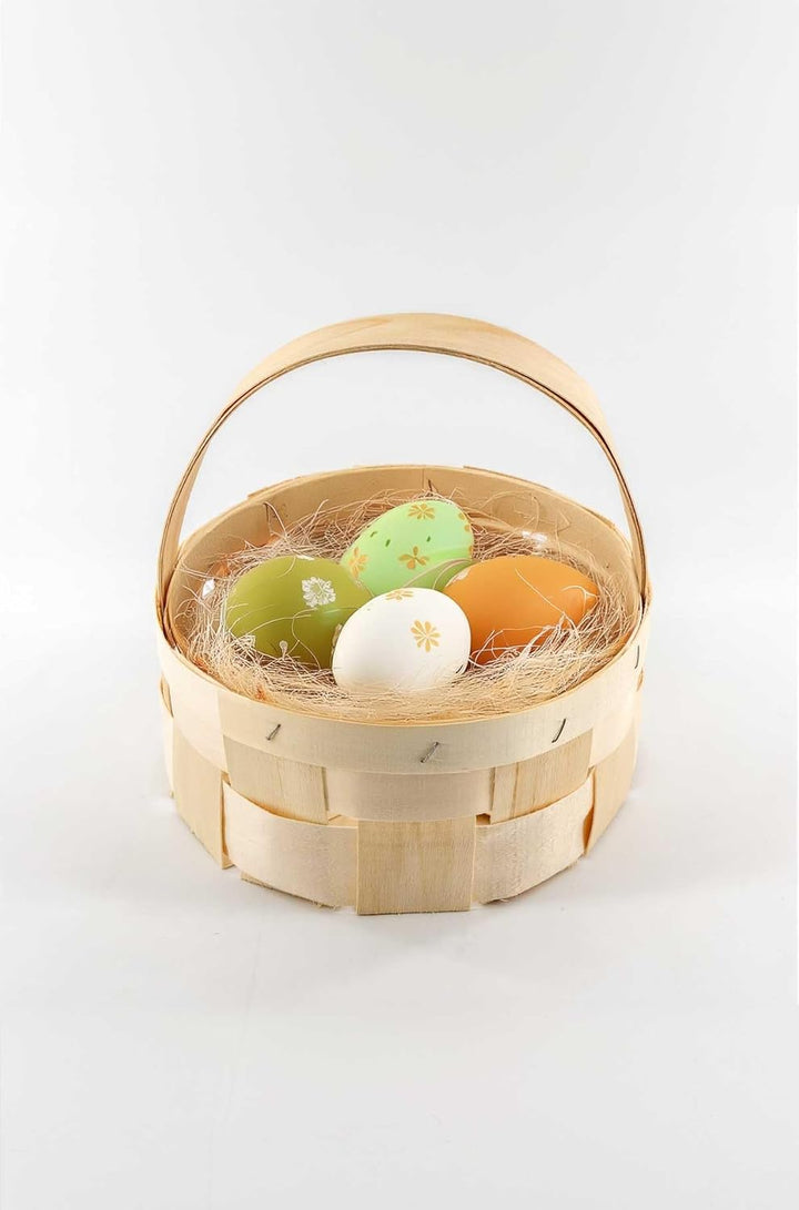 4er Set - Spankorb mit Henkel - rund, Erntekorb, Obstkorb, Geschenkkorb, Dekokorb, gross, 22cm Durch