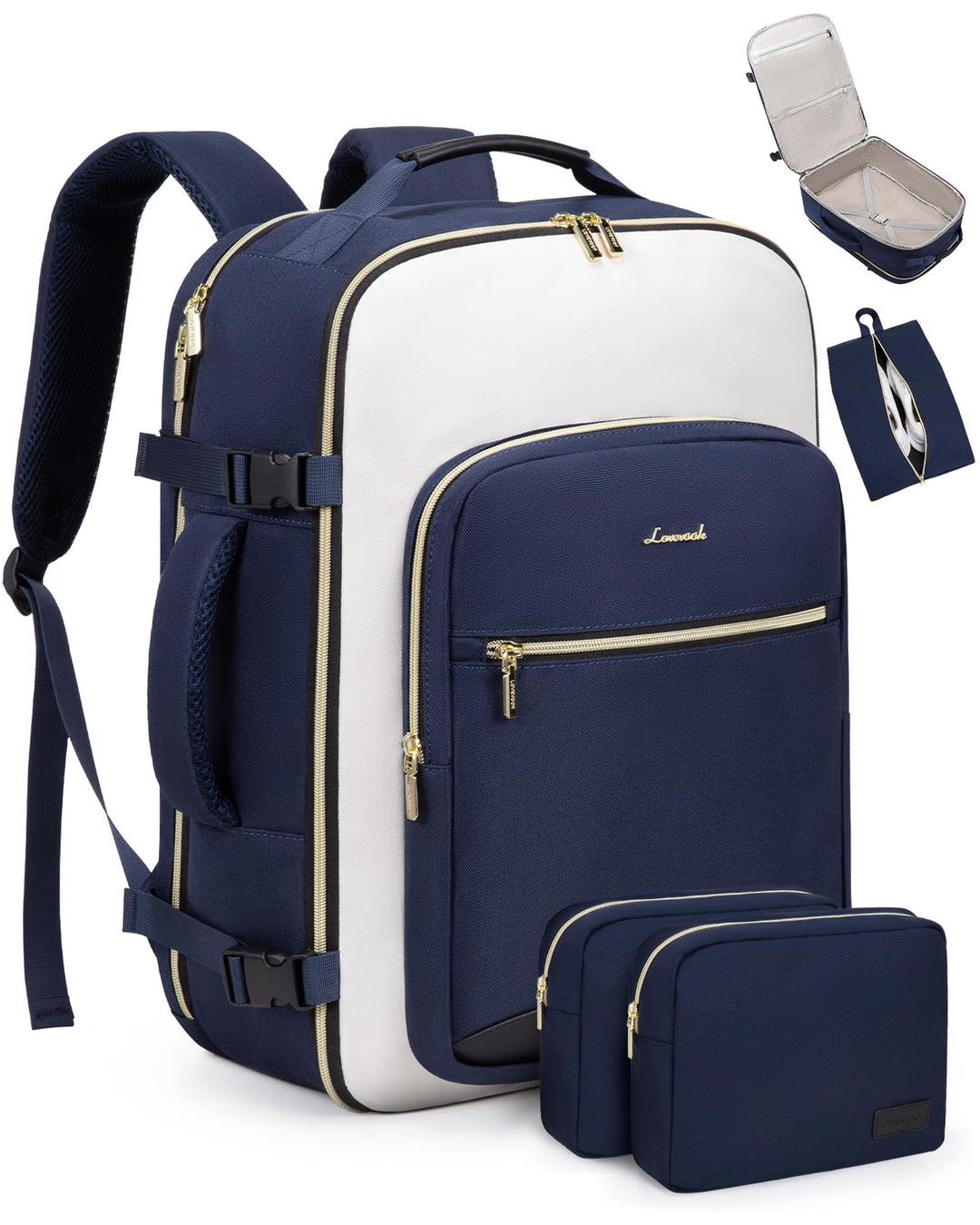 LOVEVOOK Handgepäck Rucksack Flugzeug, Reiserucksack Damen Gross 40L Herren Wasserdicht, Laptop Back