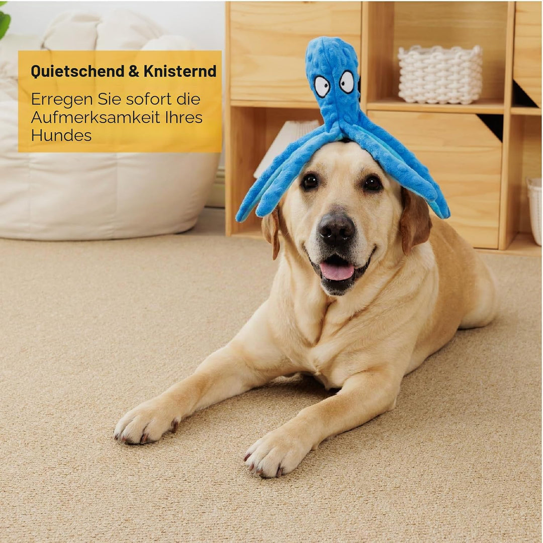 Hunde-Quietschspielzeug Krake, kein stopfendes Crinkle-Plüsch-Hundespielzeug für das von Welpen, lan