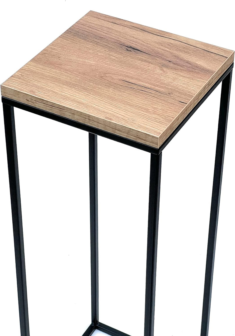 DanDiBo Blumenhocker Metall Holz Schwarz Eckig 70 cm Blumenständer Beistelltisch 96352 Blumensäule M