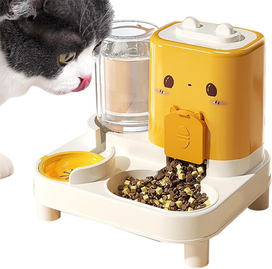 Automatischer Katzenfutterautomat | 2 In 1 Futterautomat Für Katzen,Abnehmbarer Trinknapf Für Hunde