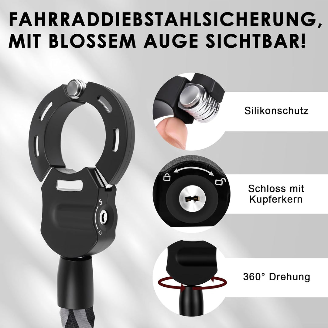 E Scooter Schloss, Schloss für E Scooter mit Schlüssel, Handschellenschloss mit Silikonschutz Gegen