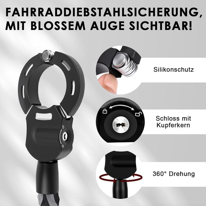 E Scooter Schloss, Schloss für E Scooter mit Schlüssel, Handschellenschloss mit Silikonschutz Gegen
