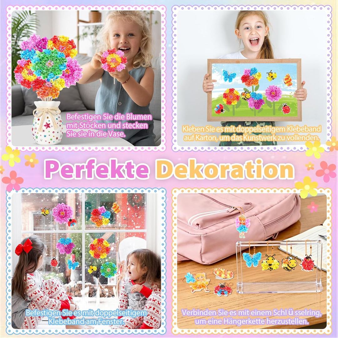 Aragallant 16 Stück Bastelset Kinder ab 4 5 6 7+ Jahre, Poke Art Basteln Mädchen - Mit Vase & 8 Blum