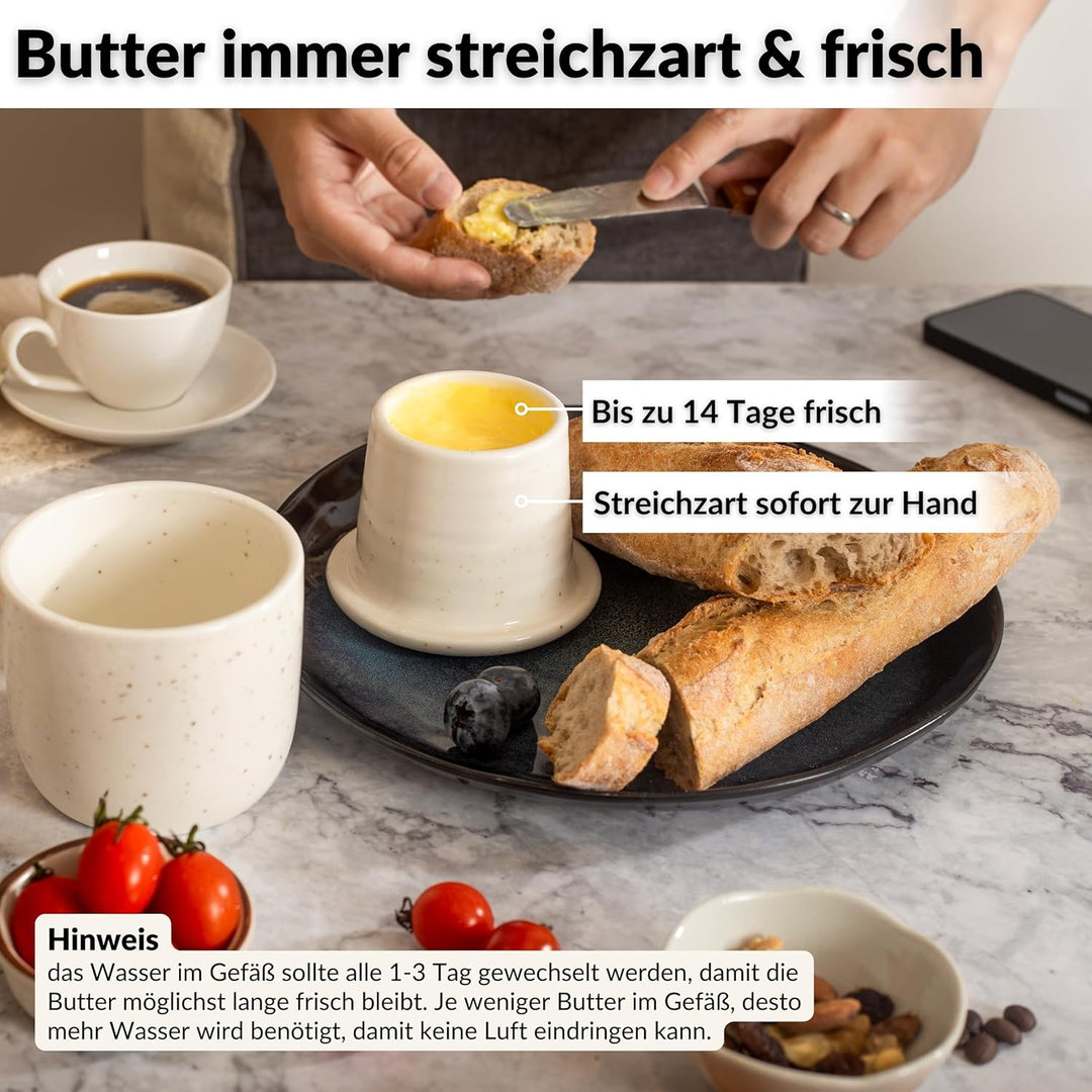 DEKAZIA® Französische Butterdose Wassergekühlt | Butterglocke, Butterfass, Französischer Buttertopf,