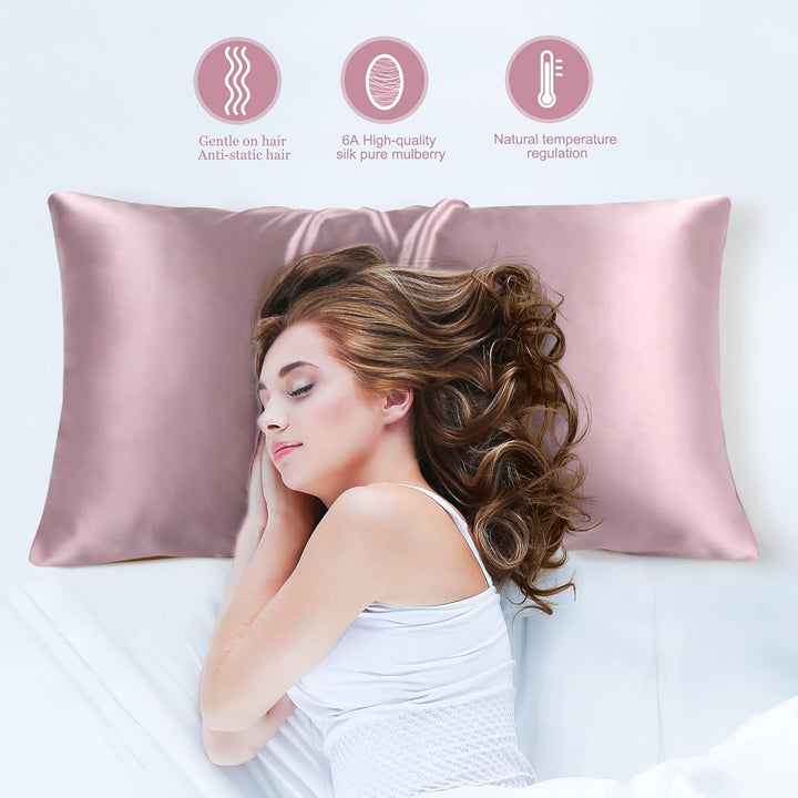 PiccoCasa 22 Momme 100% Seide Kissenbezug Haar- und Hautpflege Kissenhülle Maulbeerseide Kopfkissenb