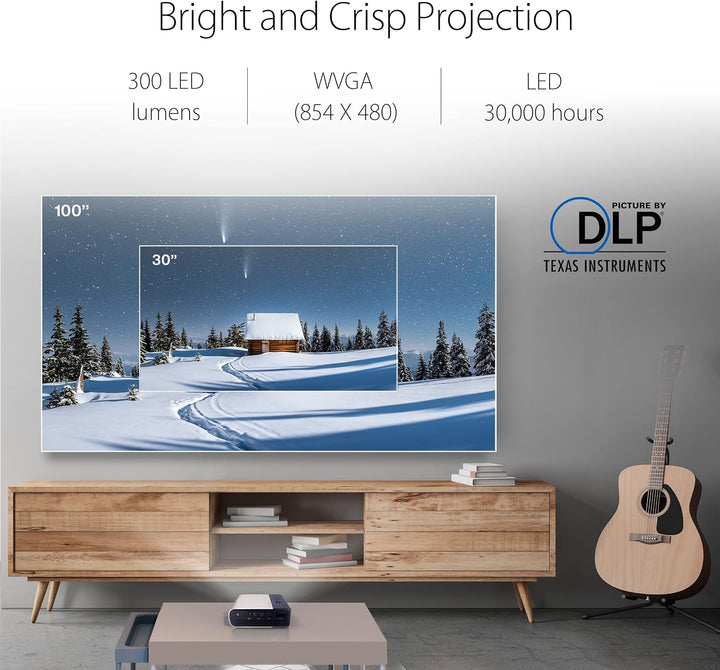 ASUS ZenBeam E2 Mini-LED Projektor (Beamer, Auto-Portrait-Modus, 300 LED-Lumen, WVGA, kabellose Proj