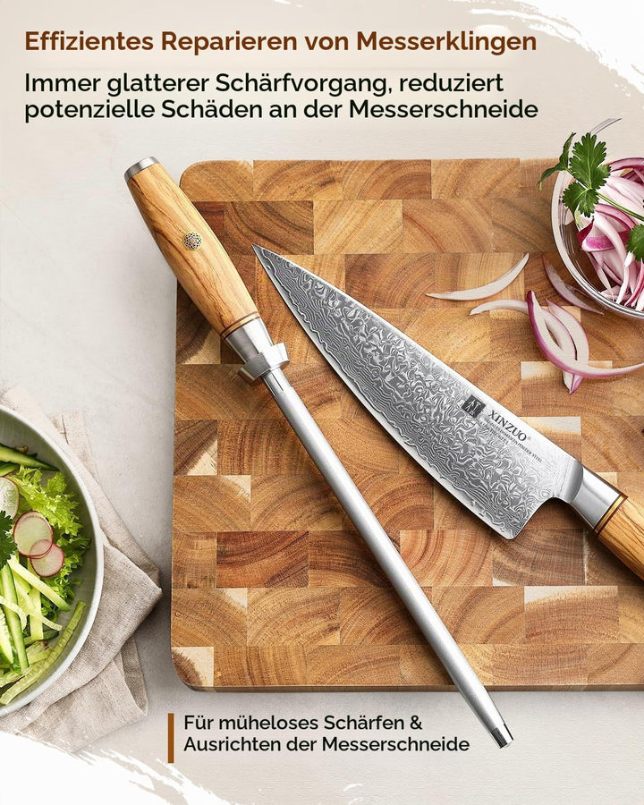 XINZUO Diamant Wetzstahl 36.2cm, Schleifstab Professionelle kohlenstoffreichem Stahl Wetzstab, für v