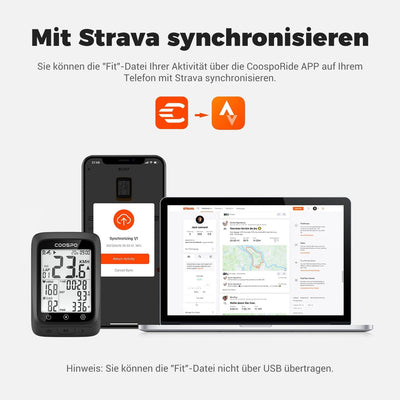 COOPSO BC107 Fahrradcomputer GPS Kabellos Drahtloser Fahrradtacho Kilometerzähler, Bluetooth5.0 ANT+
