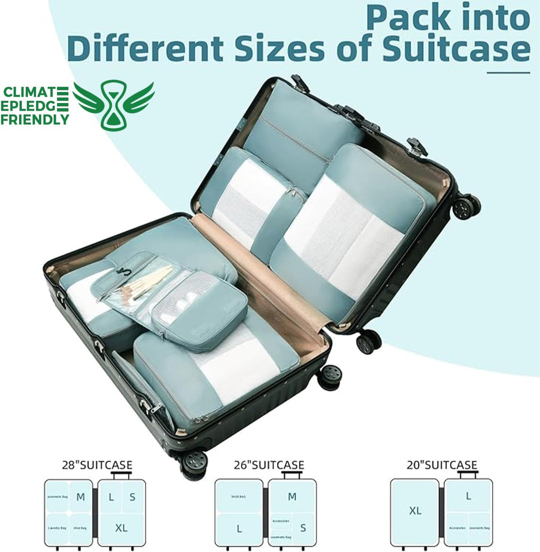 BAGAIL 8er-Set Packwürfel in verschiedenen Grössen Packorganizer für Reisezubehör Handgepäck Koffer
