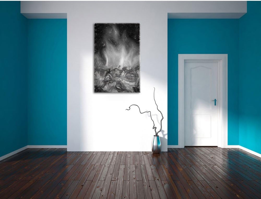 Pixxprint Loderndes Feuer als Leinwandbild/Grösse: 100x70 cm/Wandbild/Kunstdruck/fertig bespannt, 10