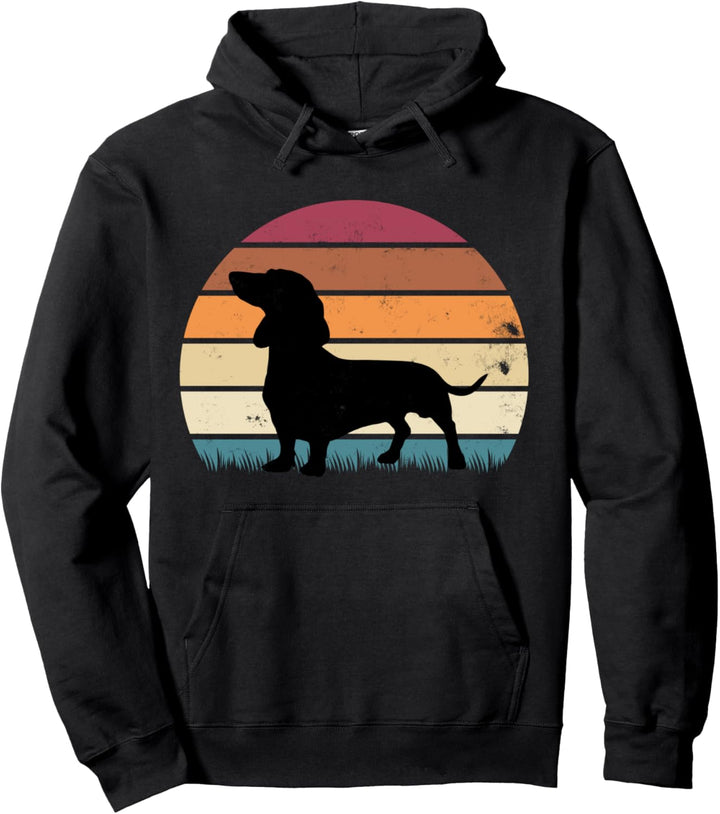 Dackel Dackelhund Hunde Silhouette Retro Vintage Pullover Hoodie