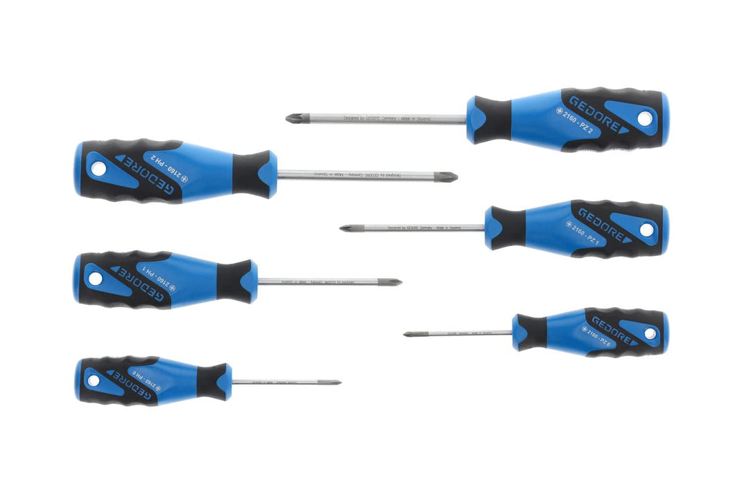 GEDORE Schraubendreher-Satz, 6-teilig, Für Kreuzschlitzschrauben, Ergonomischer Griff 6 Kreuzschlitz