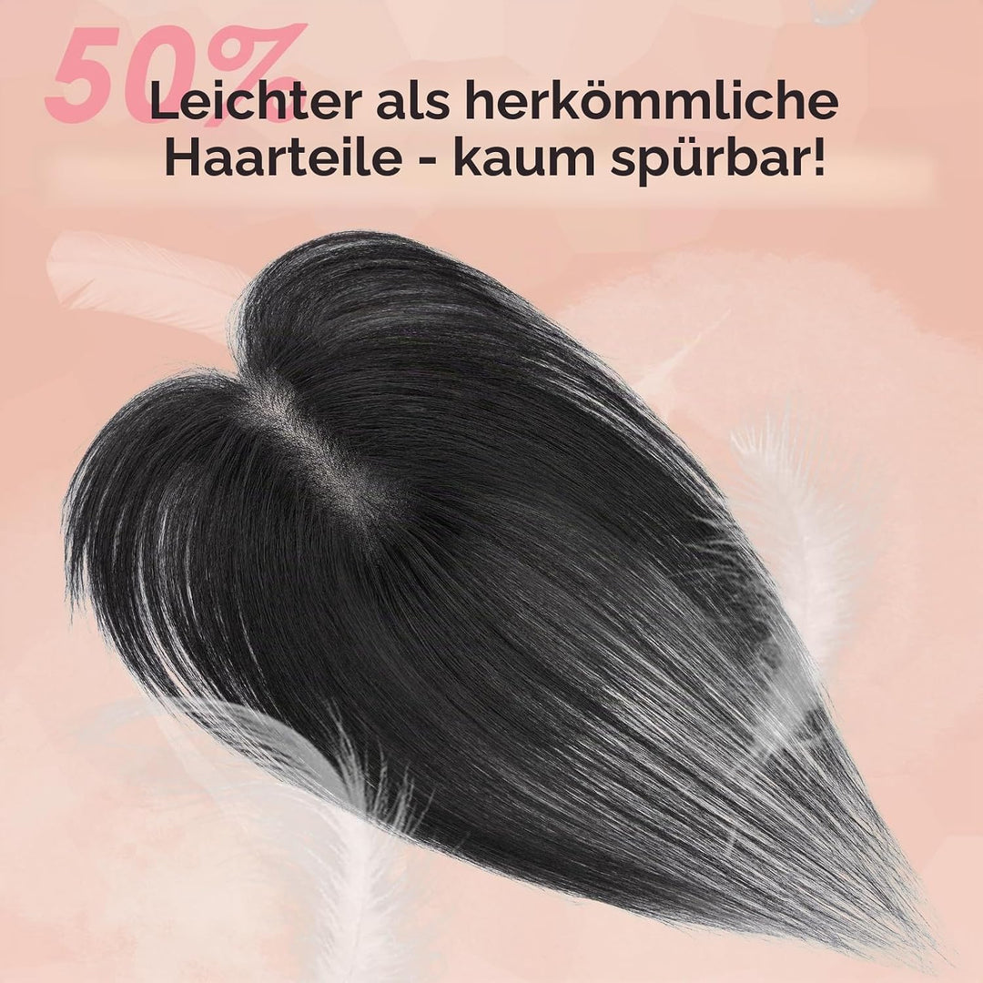 S-noilite Haar Toppers Echthaar Natürliches Schwarz - Toupet für Frauen mit Seitenpony 100% Echthaar