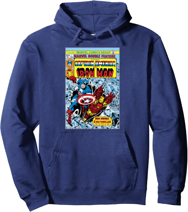 Marvel Double Feature Captain America & Iron Man Comic Cover Pullover Hoodie