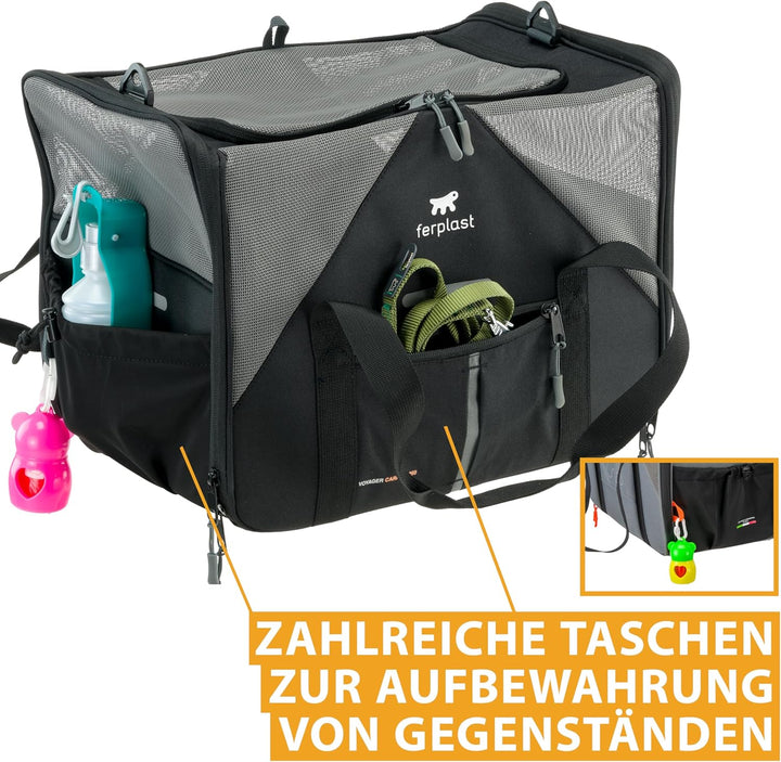 Ferplast Hundebox Voyager Carrier, Transportbox Katze, Hundetasche, verstellbare Griffe und Schulter