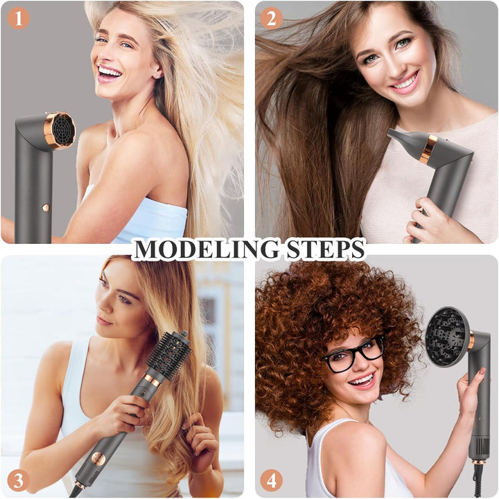 BESTBOMG Air Styler 6 in 1 Hairstyler Haartrockner Heissluftbürste, Lockenstab Multistyler Glättbürs