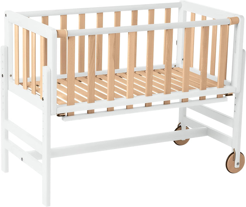 Geuther Beistellbett Betty | 45 cm x 90 cm | 9-Fach Höhenverstellbar | mit Lattenrost aus Massivholz