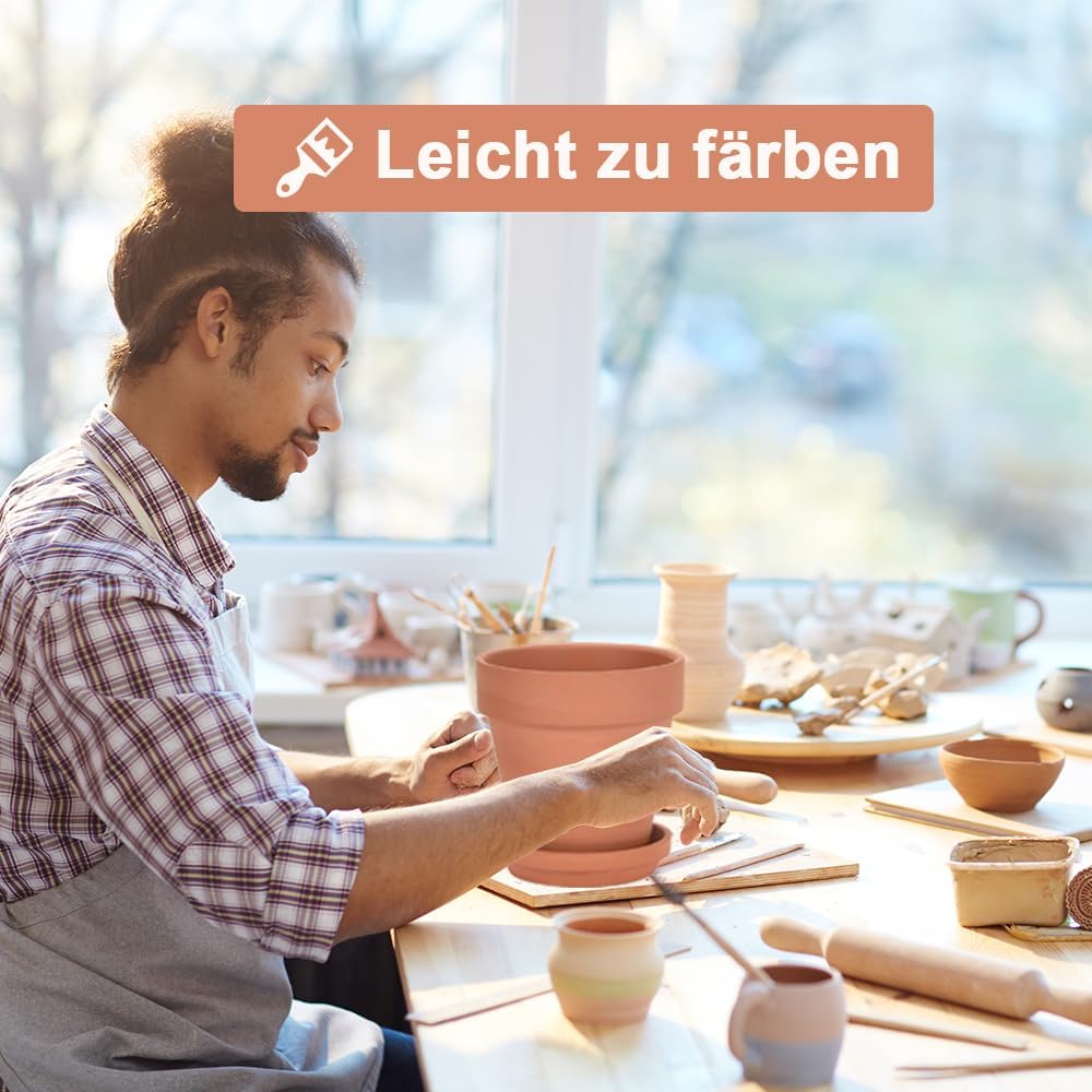 vensovo 20 cm Tontopf für Pflanzen mit Untersetzer, 2 Stück, grosser Terrakotta-Blumentopf mit Ablau