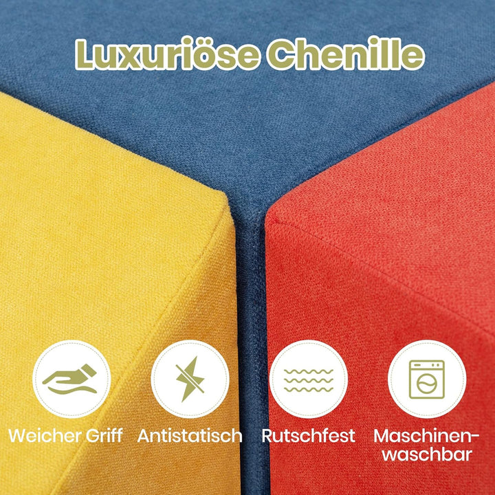 DREAMADE 6 TLG. Softbausteine für Kinder, Kletterblöcke aus Schaumstoff mit waschbarem Bezug, Softba