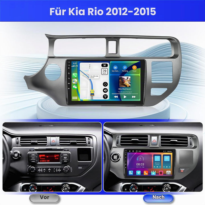 Radio für Kia Rio 2012-2015 Android 15 2+64G mit Wireless CarPlay Android Auto, 9 Zoll Bildschirm mi