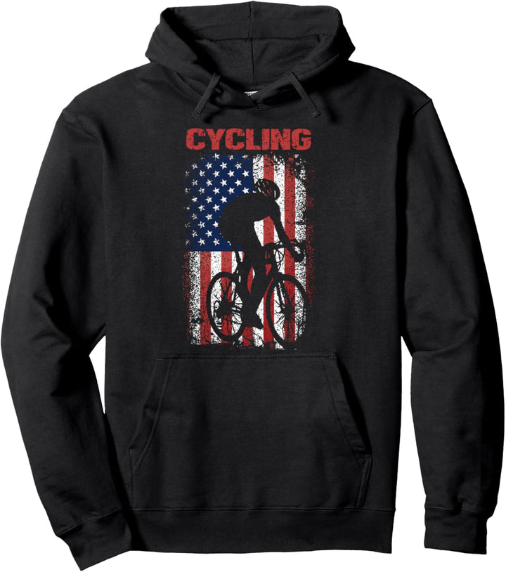 Radsport, Retro amerikanische Flagge, Amerika USA, Radfahrer Pullover Hoodie