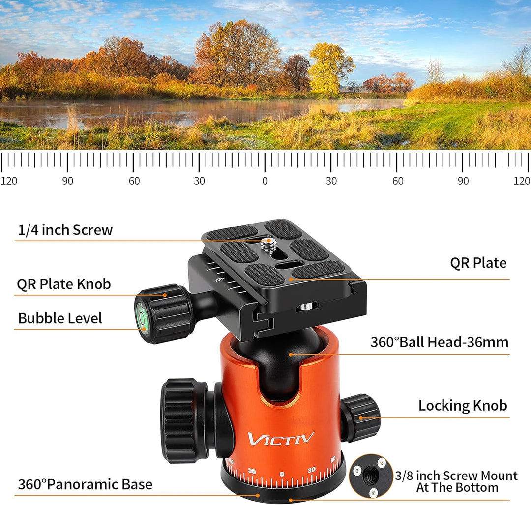 VICTIV 203 cm Kamera Stativ für Canon Nikon Sony Spiegelreflexkamera aus Aluminium, Reisestativ Foto