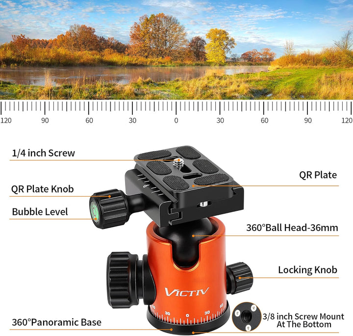 VICTIV 203 cm Kamera Stativ für Canon Nikon Sony Spiegelreflexkamera aus Aluminium, Reisestativ Foto