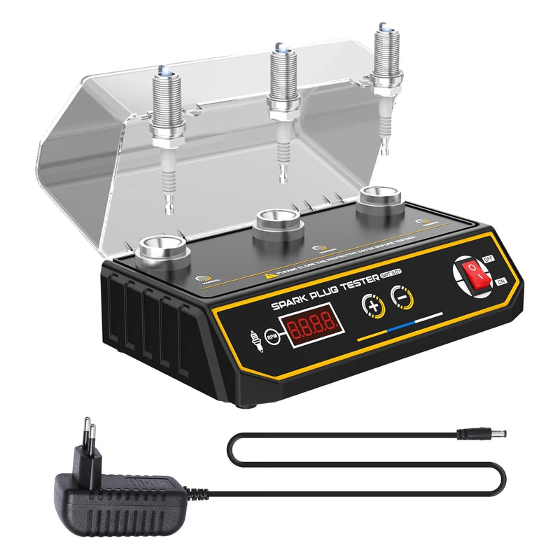 3-Loch Zündkerzen Tester, 220 V Zündfunkenprüfer mit LCD-Display, Zündungsprüfer einstellbare Arbeit