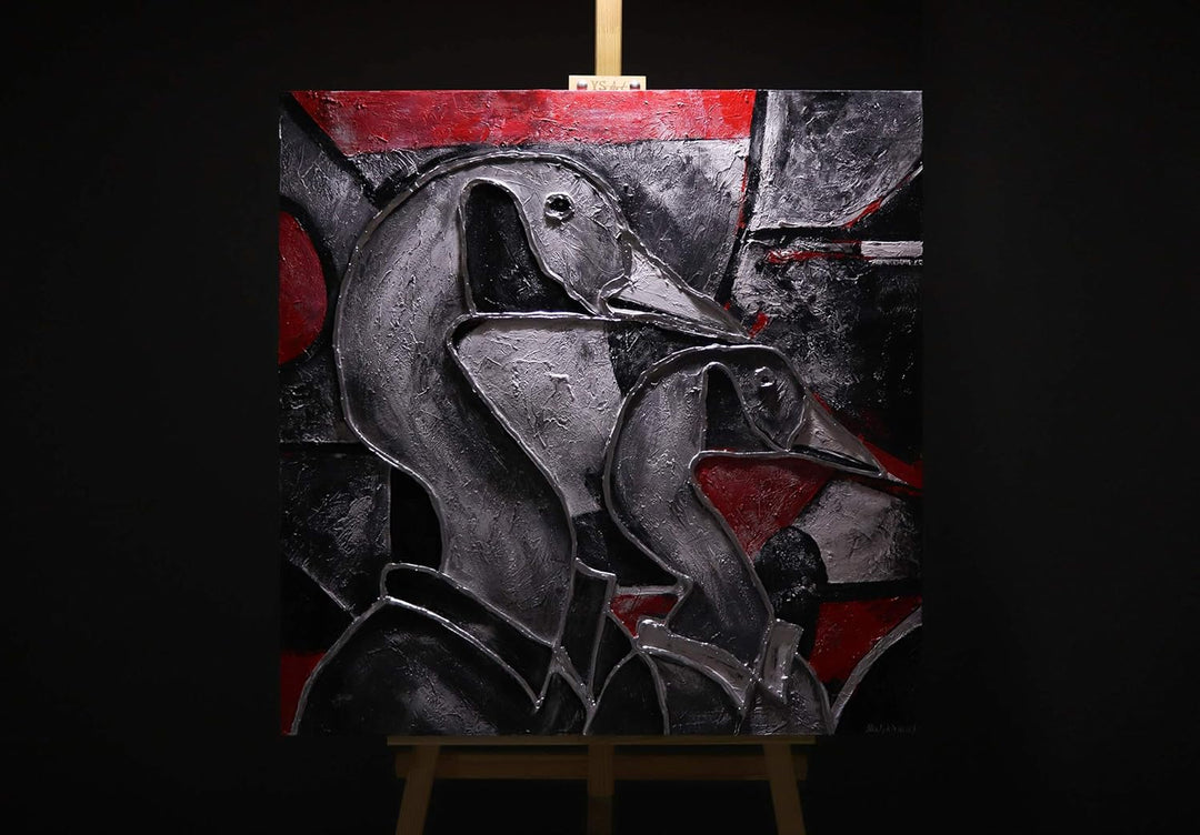 YS-Art Abstrakt Acryl Gemälde auf Leinwand Glasmalerei II handgemalt Wandbilder Wohnzimmer modern Wo