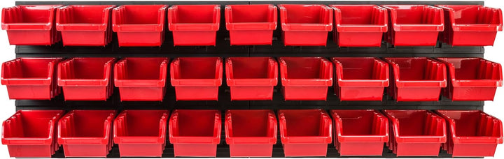 SimpleThing Lagersystem Werkstattregal | 115 x 39 cm | 27 stck. Box | Wandregal mit Stapelboxen - Wa