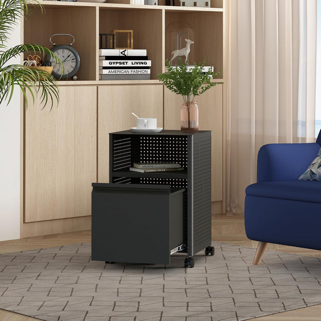 [en.casa] Rollcontainer mit Schublade Velvevn Aktenschrank mit 5 Rollen Büroschrank Metall 54 x 40 x