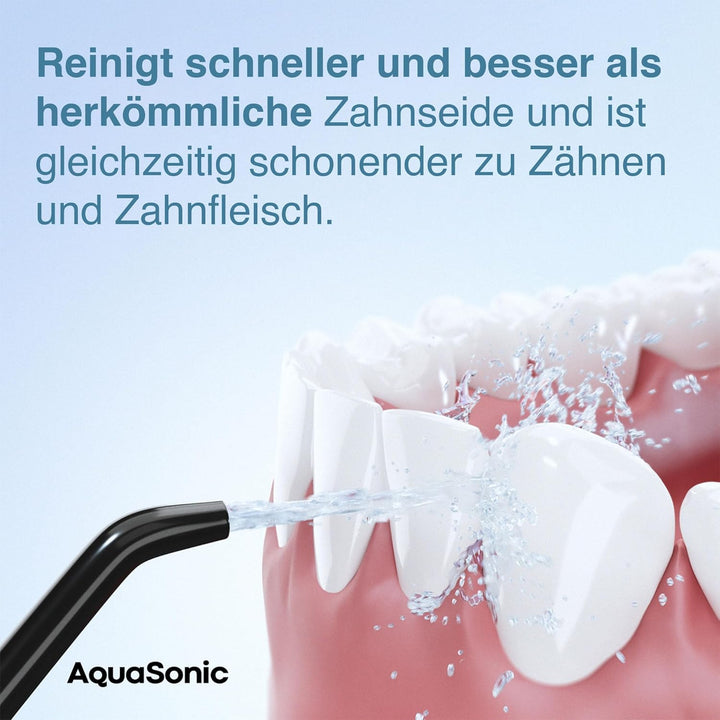 Aquasonic Aqua Flosser - Professioneller Wiederaufladbarer Wasserzahnseidenreiniger mit 4 Aufsätzen