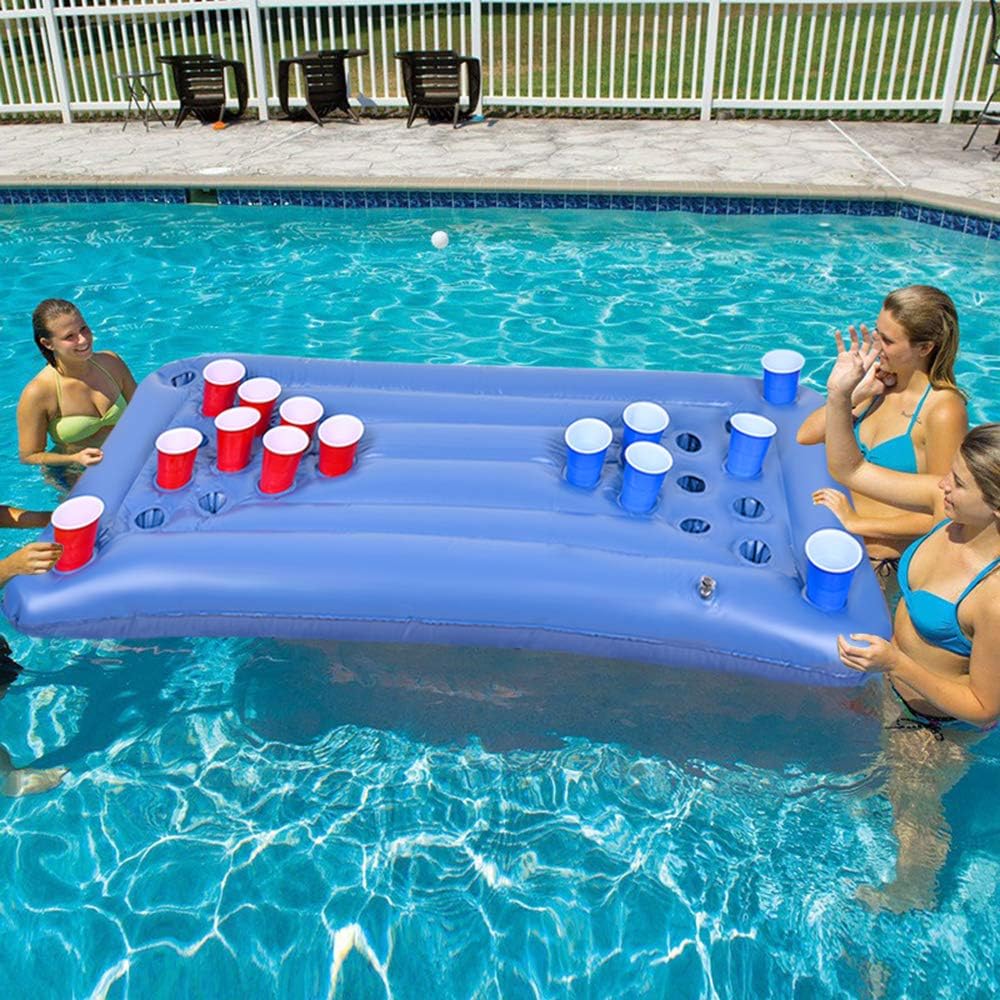 Faburo Beer Pong Luftmatratze 155x76x13cm Aufblasbares Beer Pong Matratze Trinkspiel Luftmatratze So