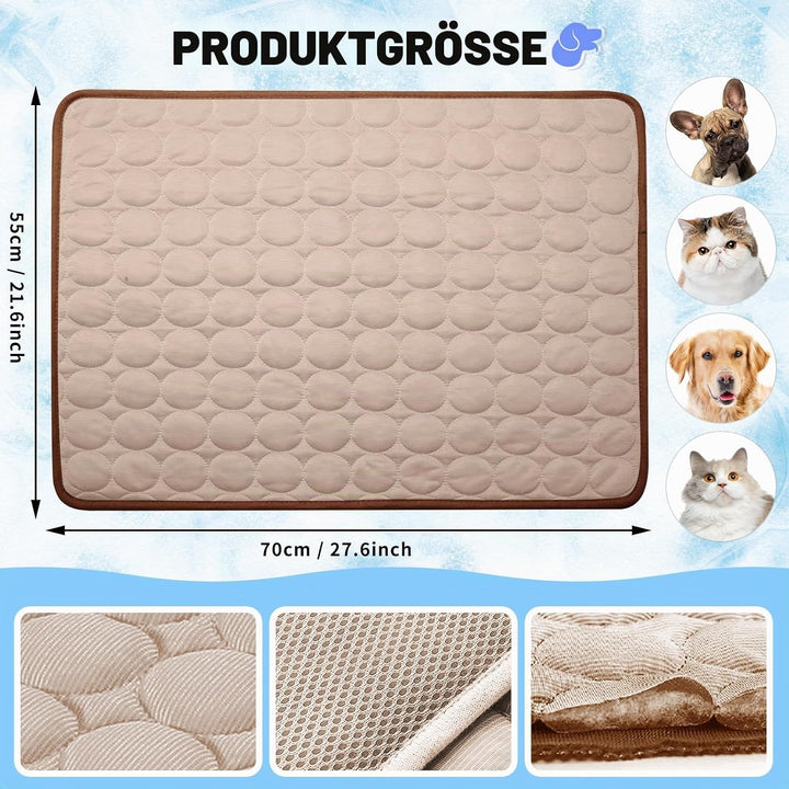 Kühlmatte Hunde, 70×55 cm Pet Cooling Mat, Kühldecke für Tiere, Abwischbar, Robust, Kühlmatte für Hu