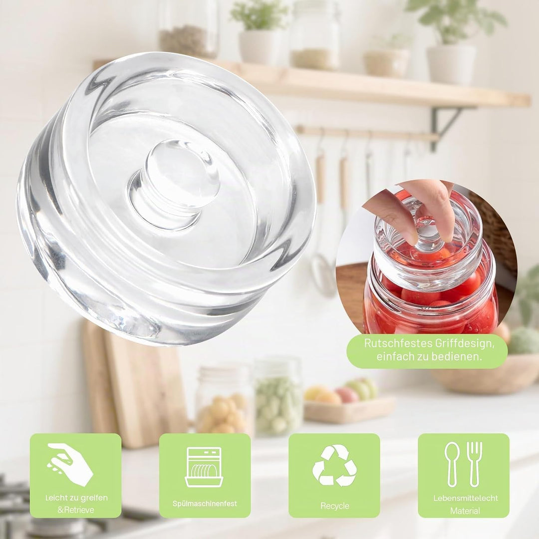 2 Stück Fermentierglas,750ml Fermentationsglas mit Deckel, Einmachglas mit Gärventi & Gewicht, Ferme