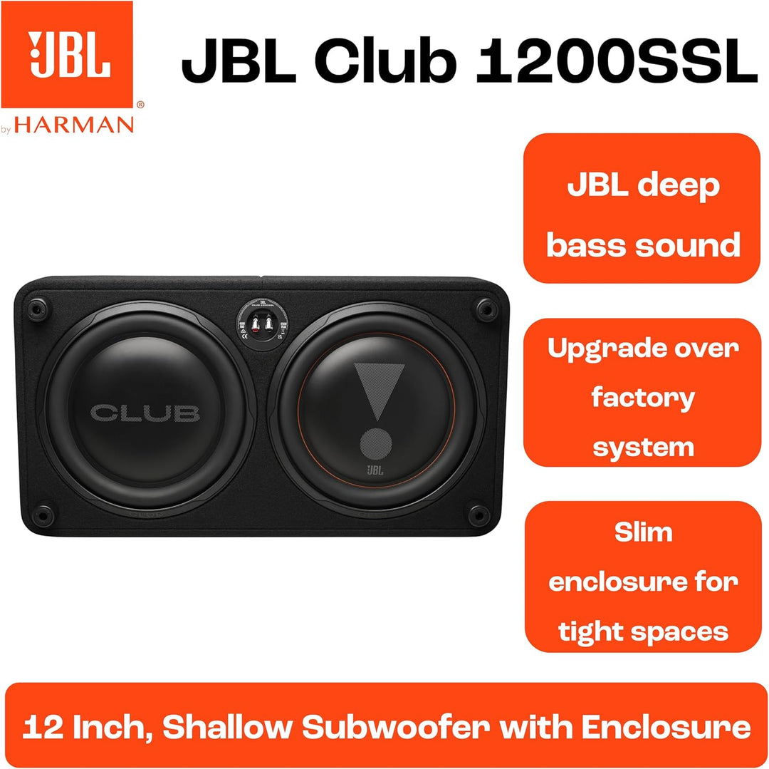 JBL Club 1200SSL 12” Passiv Subwoofer Auto Set, Down-Firing Geschlossenes Flachgehäuse mit Passivmem