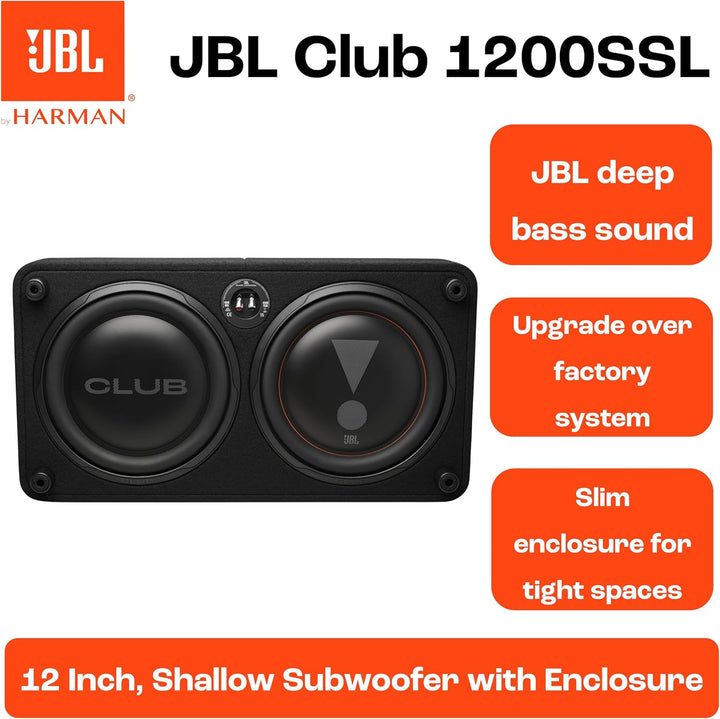 JBL Club 1200SSL 12” Passiv Subwoofer Auto Set, Down-Firing Geschlossenes Flachgehäuse mit Passivmem