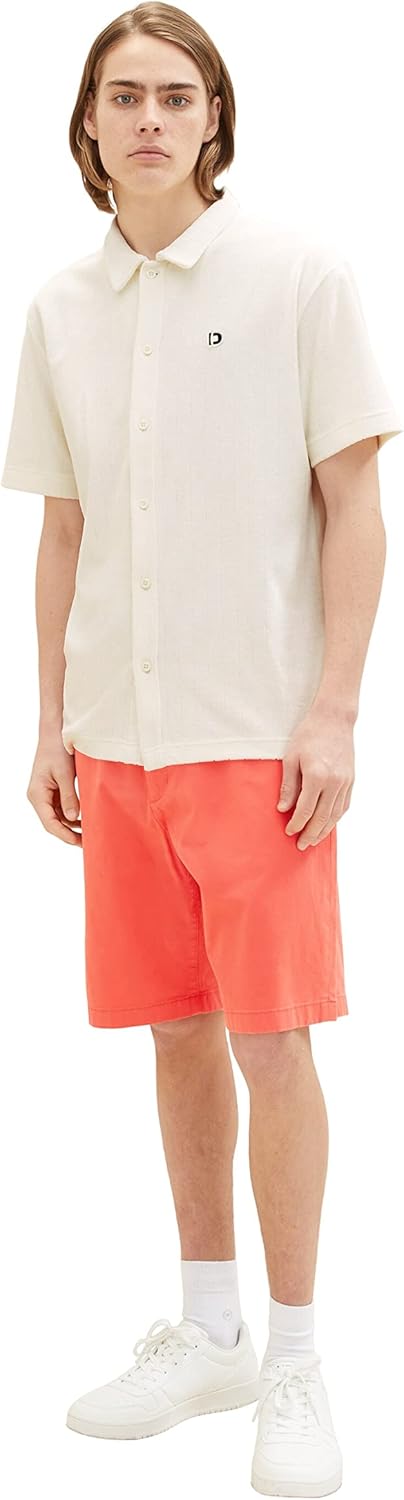 TOM TAILOR Denim Herren Relaxed Fit Chino Bermuda Shorts XS 11042 - Plain Red, XS 11042 - Plain Red