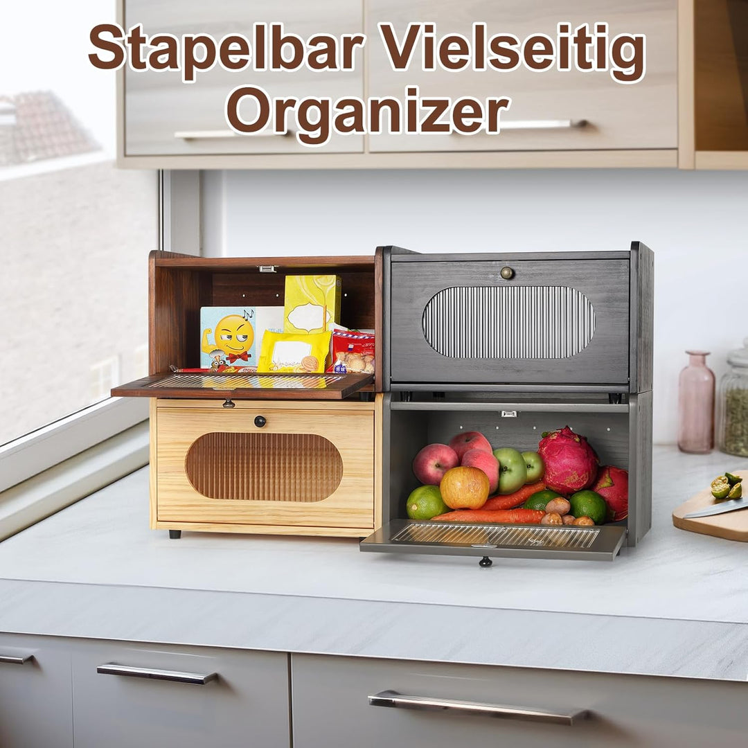GUUSII HOME Brotkasten Holz Brotbox Küchentheke Brotaufbewahrung Zirbenholz Brot Aufbewahrungsbox Kü