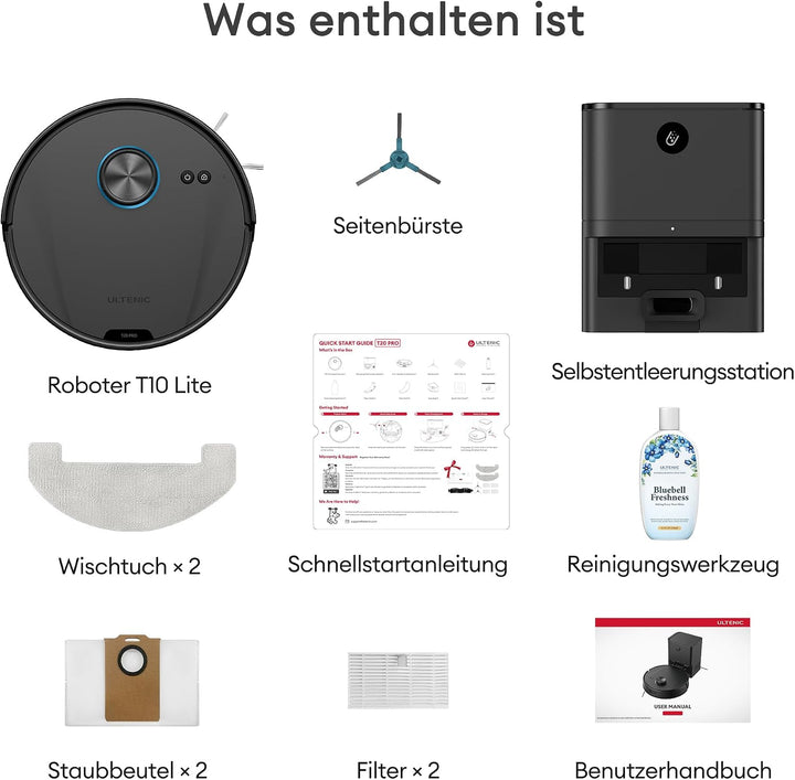Ultenic T20 Pro Saugroboter mit Wischfunktion 8000 Pa, Staubsauger Roboter mit Absaugstation 3,5 L,