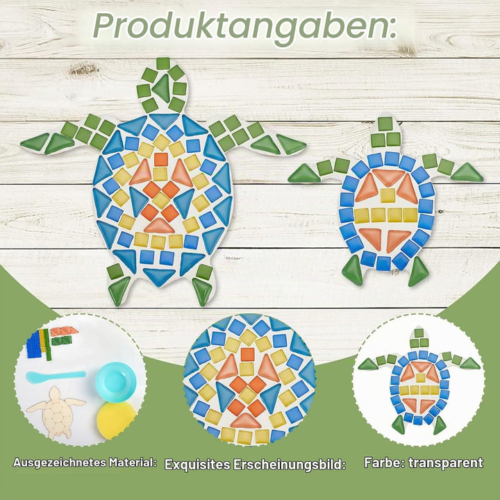 WEBEEDY 2 Set DIY Schildkröten-Mosaik-Kit Mosaik-Meeresschildkröten-Mosaik-Wandkunst-Schildkröten-Ba