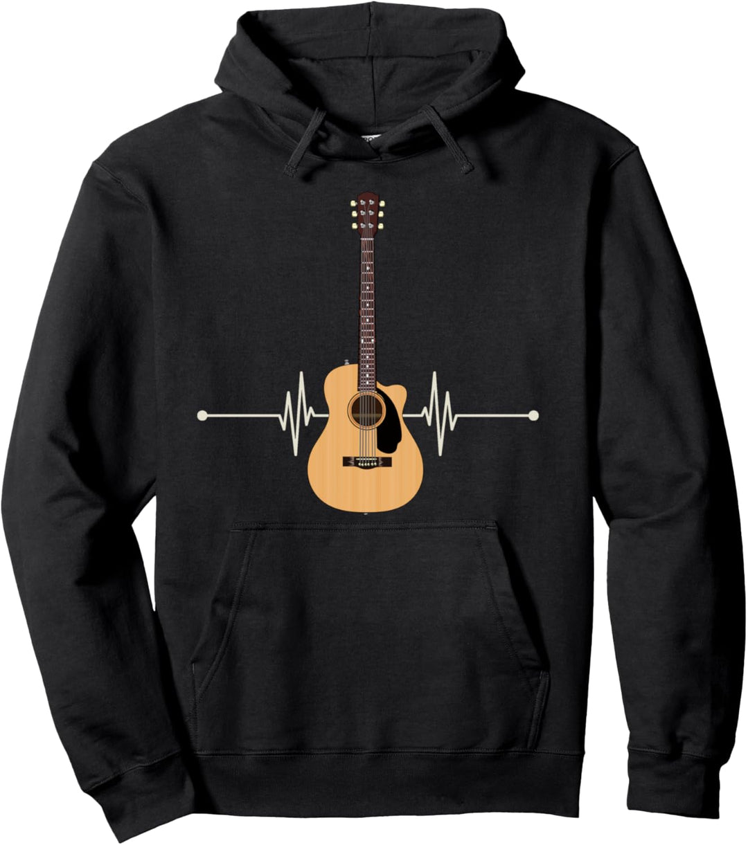 Akustik Gitarrist Musik Geschenk Herzschlag Gitarre Pullover Hoodie