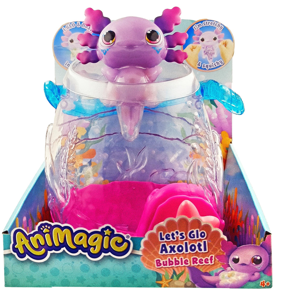 ANIMAGIC - Let's Glo Axolotl Aquarium - Interaktives Spielzeug für Kinder ab 4 Jahren - Zum Tragen d